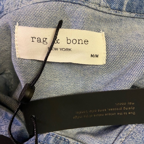 Rag & Bone Floral Oversize Crop Denim Shirt - Picture 8 of 9